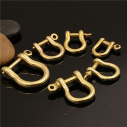 1piece Solid Brass Carabiner D Bow Staples Shackle Fob Key Ring Keychain Hook Screw Joint Connector Buckle