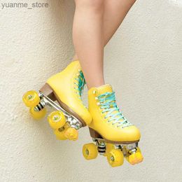 Inline Roller Skates Luxury Quad Roller Skates Aluminium Alloy Frame Super Fiber Leather Shoes High Elasticity PU Wheel Indoor Street Fitness Skat Y240419 1K1F