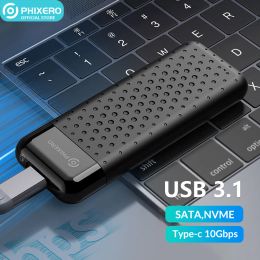 Enclosure PHIXERO M2 NVME SSD Enclosure NGFF SATA External Case M.2 USB 3.1 Gen2 Type C 6Gbps 10Gbps B/M Key Storage Box Housing PC Laptop