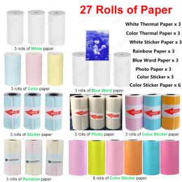 Printers Paperang Peripage Thermal Photo Printer Paper Sticker Label Paper Colour Sticker Paper Rolls 57x30mm for P1 P2 P2S A6 Printer