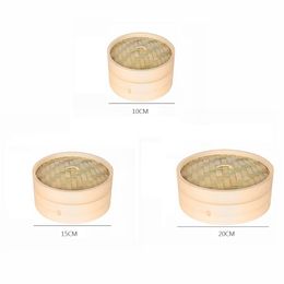 10/15/20cm Dumplings Bamboo Steamer Cooker with Lid Dimsum Steamer Fish Rice Vegetable Basket Kitchen Cooking Tools