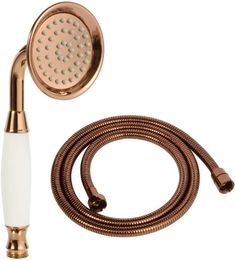 Vintage Hand-held Shower Rain Sprayer Telephone Shaped Brass Ceramic Shower Head with 59 Inch Hose for Bathroom Rose gold