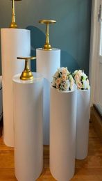 Party Decoration 2022 Round 35pcs Risers White Iron Cylinder Plinth Display Pedestal Wedding Decorations8766123