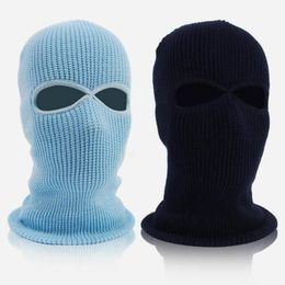 Winter Balaclava 2 3 Hole Full Face Mask Cap Knitting Motorcycle Shield Outdoor Riding Ski Mountaineering Head Cover Cycling Caps 275G