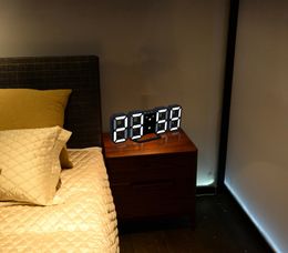 3D LED Digital Clock Snooze Desk Alarm Clock for Bedroom Table Wall Clocks 24/12 Hour Display Night 8 Colours Home Decor