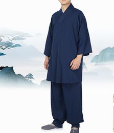 UNISEX 6color Summer high quality Buddhist shaolin monks kung fu suit lohan arhat clothing zen lay uniforms suits red/blue