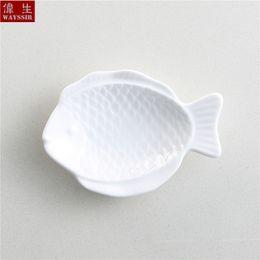 Fish Shaped Snack Sauce Super White Porcelain Dish Hotel Restaurant Breakfast Buffet Food Cake Ceramics Plater Wasabi Tableware