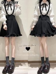 Work Dresses Two-Piece Set Women Sweet Cute Lady Outfits Spring Summer Preppy Japanese Style Long Short-Sleeved Shirt Suspender Skirt Sets
