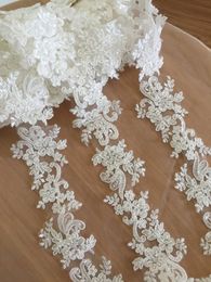 5 Yards Thin Pearl Beaded Lace Trim in Ivory , Bridal Veil Straps for Wedding Sash, Headband Jewellery Costume Design