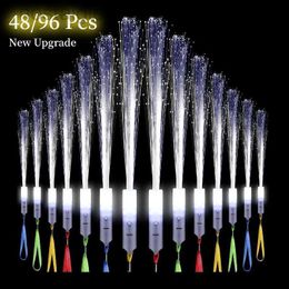 Led Rave Toy 24/48/96Pcs White Fiber Optic Stick Wedding Glow Stick 3 Light Mode LED Flashing Sparkler Party Supplies Birthday Bridal Shower 240410