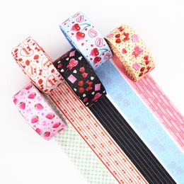 5 Yards 1'' 25MM Two Sided Strawberry /Cherry Printed Grosgrain Ribbons For Hair Bows DIY Handmade Materials Y19112703