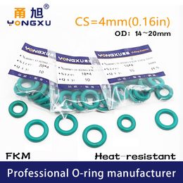 5PC/lot Green FKM Rubber fluororubber O-ring Seals CS4mm OD14/15/16/17/18/19/20*4mm Seal Gasket Ring Fuel sealing organic Washer