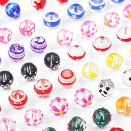 2pcs 12mm Handmade Enamel Lampwork Beads Round Charm Glass Beads for Jewelry Making DIY Wind Bells Bracelet Earring Accessories