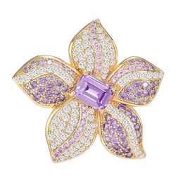 Purple flowers sweet and elegant brooches luxurious and exquisite designs exquisite bras fashionable and versatile gifts