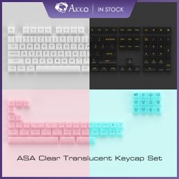 Accessories Akko ASA Clear Keycap Set 155Key Transparent Backlit Keycaps for ANSI Layout 61 87 104 108 MX Switches Mechanical Keyboard