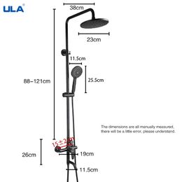 ULA Bathroom Shower Faucet Mixer Bathtub Shower Mixer Valve Faucet Black Tap Rain Shower Head Set Rainfall Shower System