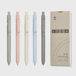 5PCS/Sets Morandi Retractable Gel Pen 0.5mm Writing Ink Pens Kawaii Black Refill Stationery School Office Supplies