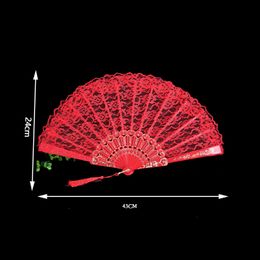 Ladies Lace Hand Fan Black White Cloth Folding Fans Spanish Victorian Hand Fan for Wedding Party Favour Gift Dance Fan Ornament