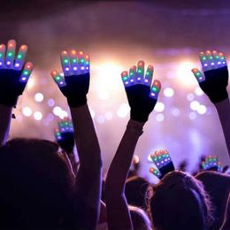 LED Glowing Gloves Halloween Personality Children Colorful Finger Gloves Glow in the Dark Halloween Party Supplies