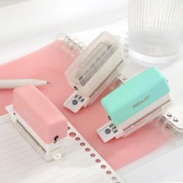 Stapler 6 Hole Mini Stapler Portable Multifunction Cute Punch Machine Notebook Office Document Bookbinding Organiser Stationery Supplies