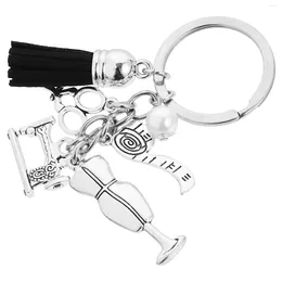 Keychains Sewing Machine Keychain Bag Pendant Ring Charm Keyring Ruler Creative Metal Chains