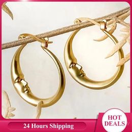 Hoop Earrings Personality Durable And Cold Wind Unique Elegant Vintage Metal Fashion Trend Moon