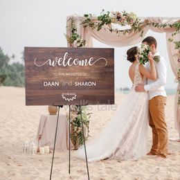 Wedding Welcome Sign Decal Rustic Wood Wedding Decor Bride and Groom Names Wedding Date Customized Vinyl Sticker New Arrival