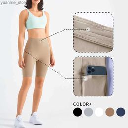 Yoga Outfits WISRUNING Side Waist Pocket Sport Running Shorts For Woman Tights Yoga Leggings For Fitness Biker Shorts Gym Workout Sportswear Y240410