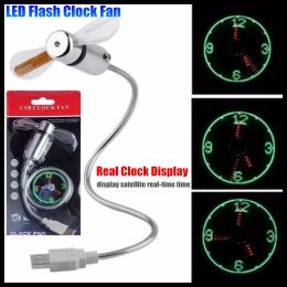 Gadgets DIY USB Gadget Mini LED Light Flash Clock Fan Flexible Alloy Realtime Clock Display Cool Fan for PC&Laptop&Car&Mobile Power