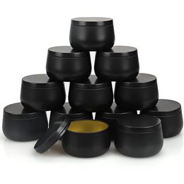 8oz Candle Tin Cans with Lids Bulk DIY Black Candle Containers Jar for Making Candles Arts & Crafts Storage Gifts