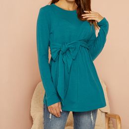 Fall Winter Loose Maternity Tunic Top Plus Size Pregnancy Shirts Long Sleeve Ruffle Tee Maternity Wear