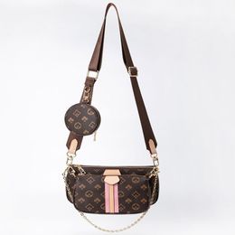 Women Bag Handbag Date code Purse clutch shoulder messenger cross body serial number three in one flower252r