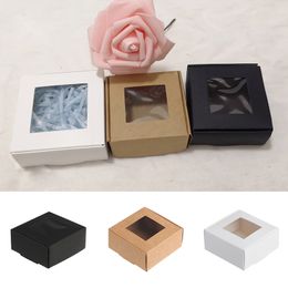 10pcs Kraft Paper Window Box Gift Packaging And Display Box Biscuit Candy Window Box Party Accessories Gift Box Packaging Box