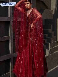 Urban Sexy Dresses Sparkling Sequins A-Line Evening Gown 2024 Classic Long Sleeve Dress Luxurious Beads Floor-length Gowns Vestidos De Novia 24410