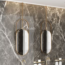Washroom Decorative Bath Mirrors Self Haircut Cabinet Wall Mounted Oval Shaving Bath Mirrors Smart Miroir Mural Mirrors LG50JZ