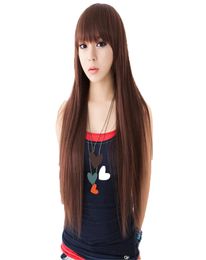 WoodFestival black wig natural wigs female long straight synthetic Fibre hair soft realistic brown women 68cm1990571