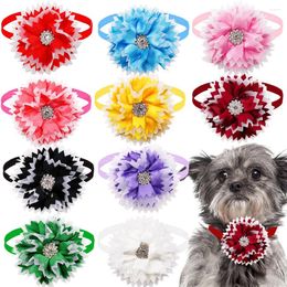 Dog Apparel 50pcs Diamond Bow Ties Summer Bowties Neckties Collar Pet Grooming Accessories For Small Dogs Cats