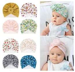 8 Styles Cute Infant Toddler Donut Knot Indian Turban cap Kids Headbands Caps Baby floral Hat Solid soft Cotton Hairband Hats4700820