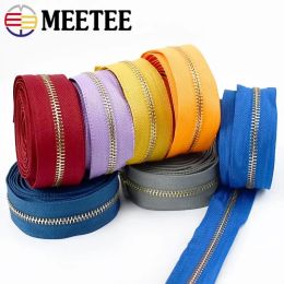 2/5Yards Meetee 5# Open-End Metal Zippers Tape Decorative Bag Clothes Backpack Repair Continuous Zips DIY Sewing Accessories