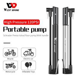 WEST BIKING Bike Pump Bicycle Tyre Portable Inflator Air Pump 120PSI Mountain Road Bike Accessories for Cycling MTB Bicycle Pump