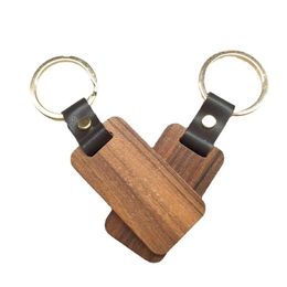 20pcs Wooden Keychain Rectangular Collectible Key Ring Car Bag Hanging Pendant Painting Crafts Cute Keychain for Women Men