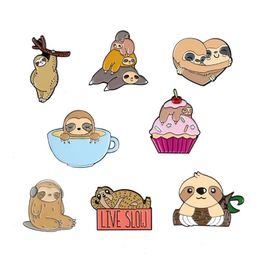 Animal Sloth Cute Small Funny Enamel Brooches Pins for Women Christmas Demin Shirt Decor Brooch Pin Metal Kawaii Badge Fashion Jewellery 8 Colours collects