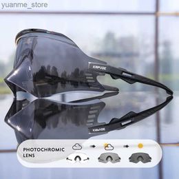 Outdoor Eyewear Kapvoe-Photochromic Sports Sunglasses for Man Road Bicycle Glasses Riding Goggle Sports Eyewear Bike Women Cycling Glasses Y240410