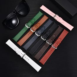 8mm 10mm 12mm 14mm 16mm 18mm 20mm 22mm Calfskin Leather Watch Band Soft Ultra Thin Waterproof Straps Green Blue Bracelets