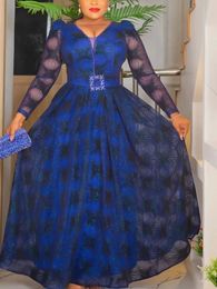 African Dresses for Women Plus Size Evening Party Long Dress Africa Clothing Elegant Turkey Muslim Print Maxi 240319