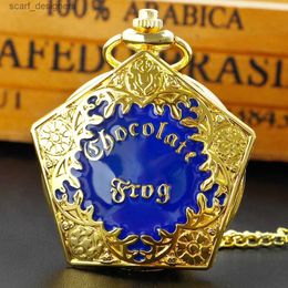 Pocket Watches Luxury Chocolate Magic Quartz Pocket Cosplay Necklace Chain Jewellery Pendant Clock Christmas Gift reloj de bolsillo Y240410