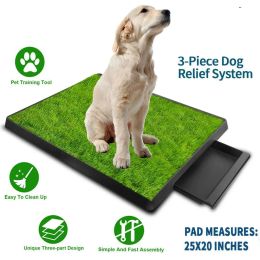 Pet Toilet Litter Box Pad Potty 3 Layer Training Synthetic Grass Mesh Tray for Dogs Indoor Outdoor Use