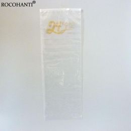 50pcs Custom Logo Printed Transparent Clear Long Plastic Zipper Bag for Wigs Package Hair Extensions Storage Gift Packaging Bags