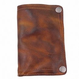 handmade Wrinkle Wallet,Cow Leather Mens Wallets,Retro Leather Mey Clips,Crazy Horse Card Holder o1aY#