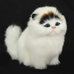 Plush Dolls Real Hair Electronic Pet Cat Doll Simulated Animal Cat Toy Meow Childrens Cute Pet Plush Toy Model Decoration Xmas Gift J240410